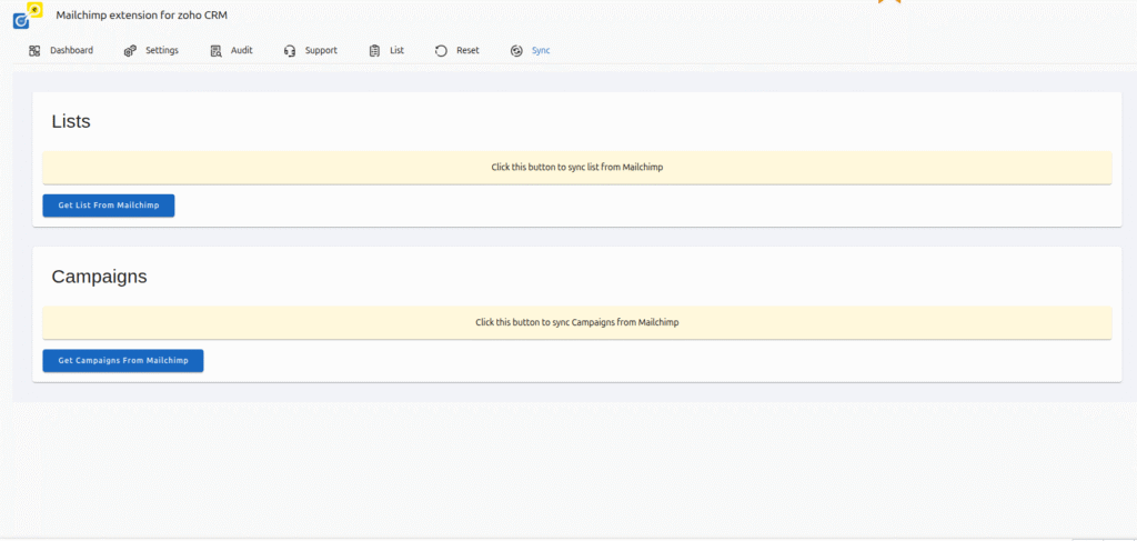 Zoho Mailchimp Extension Sync