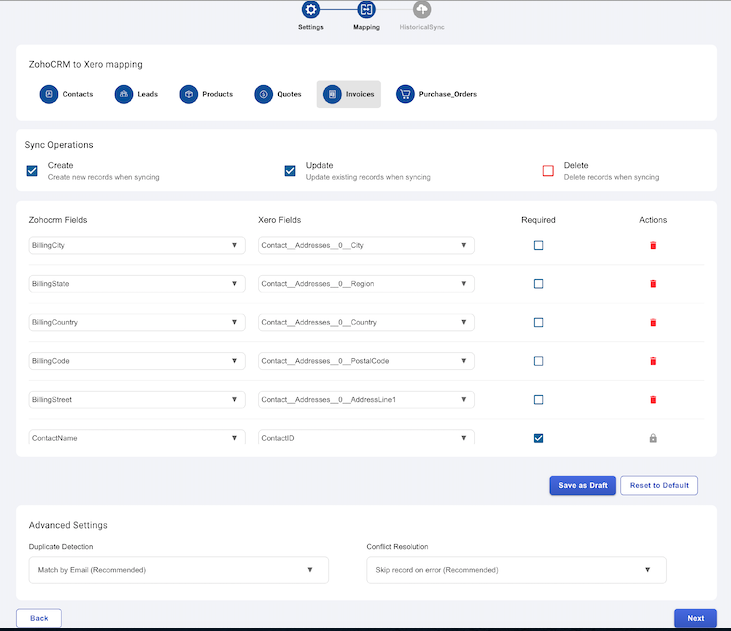 Zoho Xero integration- Mapping