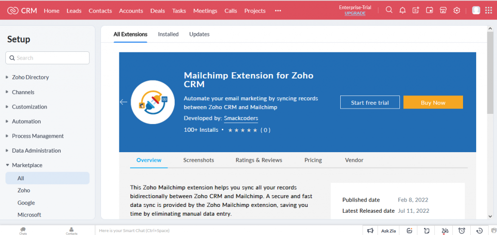 Zoho Mailchimp- Market Place
