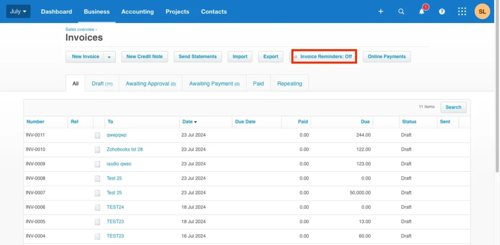 Xero Automated invoice reminder