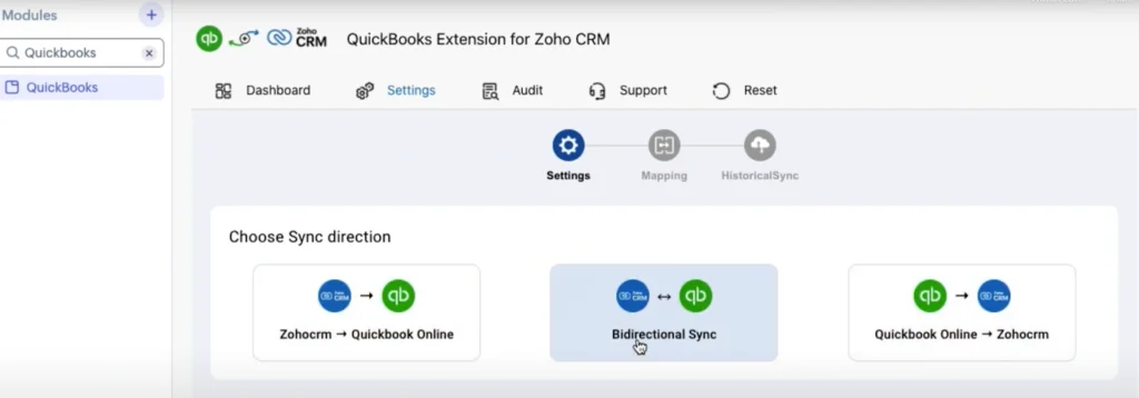 zoho-crm-quickbooks-sync-direction-settings